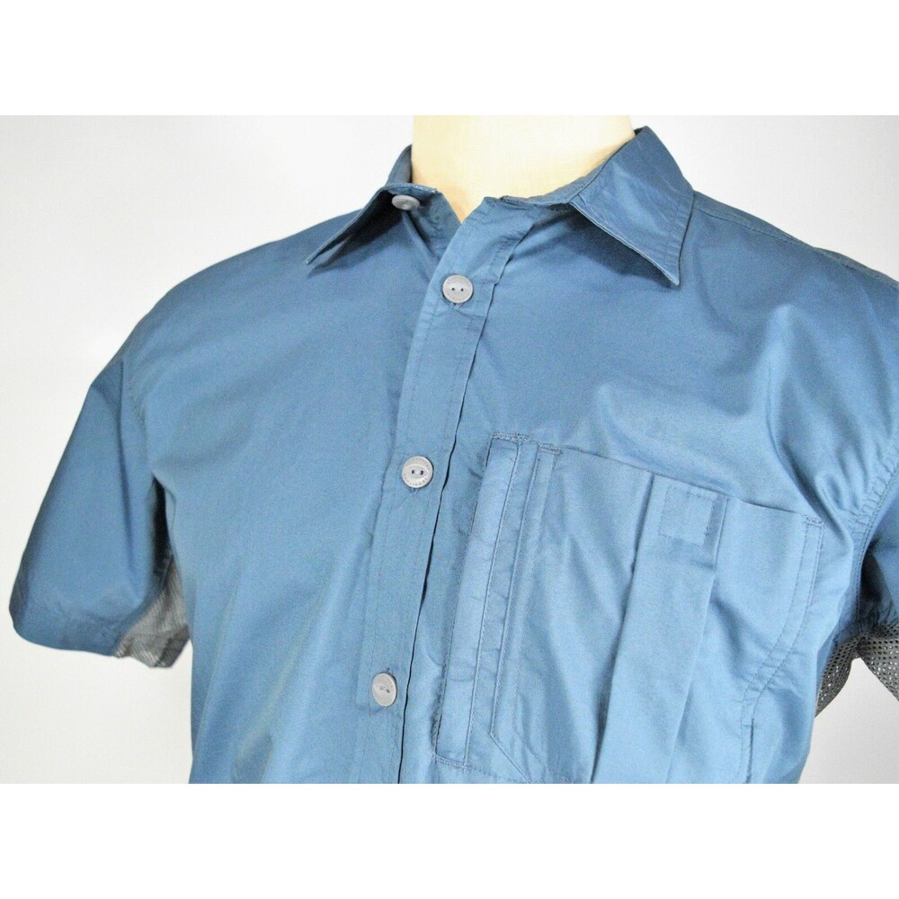 Northwest Territory Men's Size M Blue Fishing Button Front Vented Safari Shirt - Picture 12 of 12